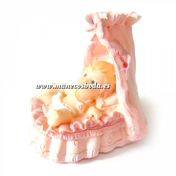 Imagen Detalles de Bautizo Mini cuna rosa ceramica - niña bautizo (Últimas Unidades) 