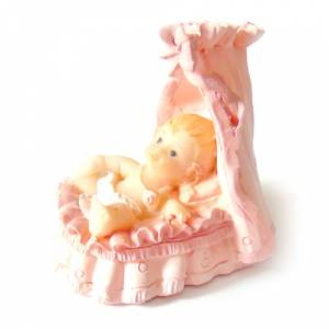 Detalles de Bautizo - Mini cuna rosa ceramica - niña bautizo (Últimas Unidades) 